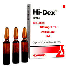 Hi-Dex, hierro dextrán, anemia ferropénica, solución, Hormona,  RX-cardiovascular